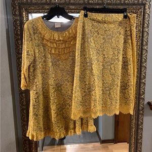 Elegant Yellow Lace Skirt